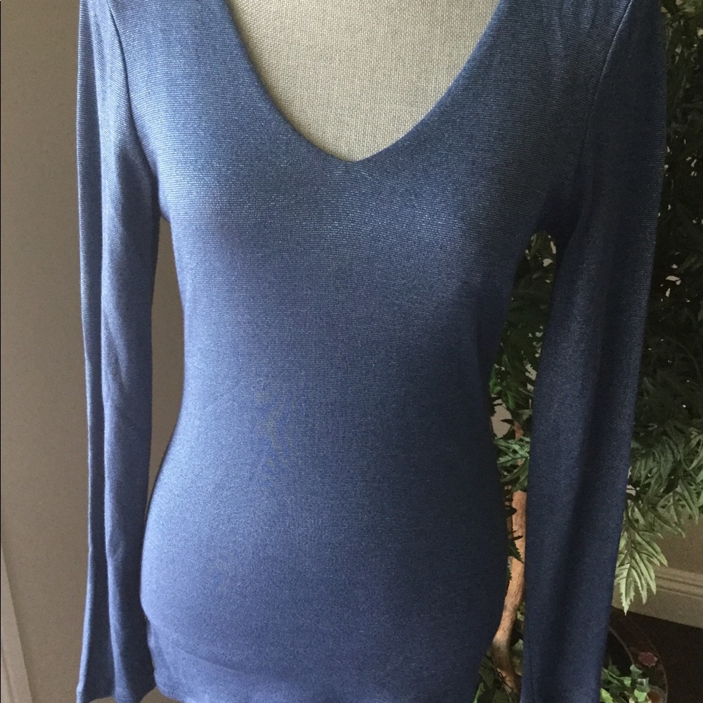 INC Blue Shimmering Blouse - Picture 1 of 3